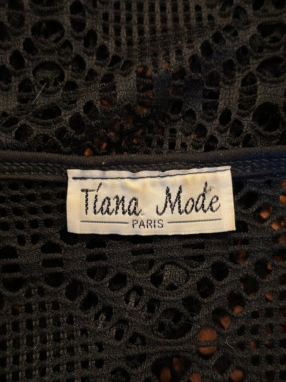 Blouse dentelle noire col volanté Vintage 20’s Tiana Mode Paris T.36