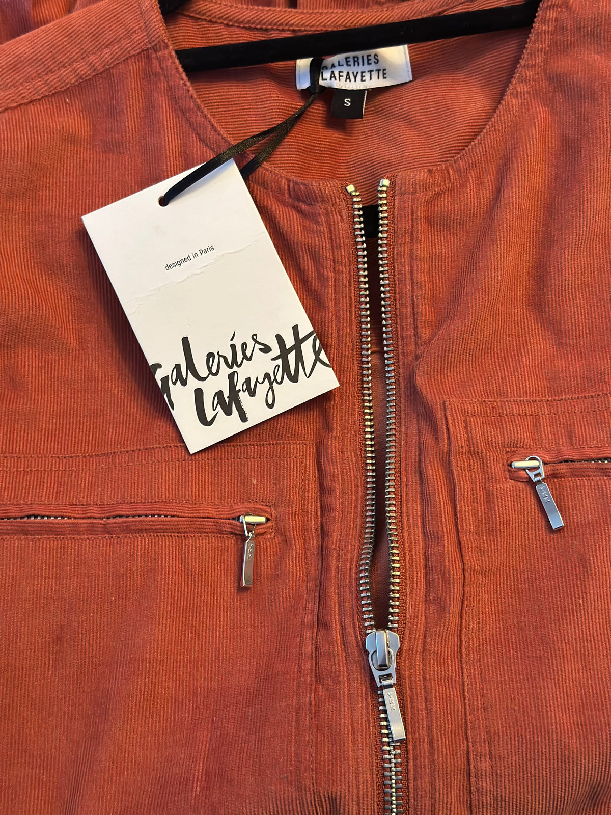 Combinaison pantalon en velours rose terracotta corail Neuf T.36