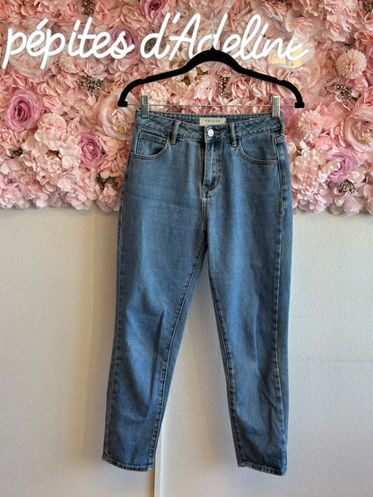 Jean bleu denim coupe mom 3/4, T.34