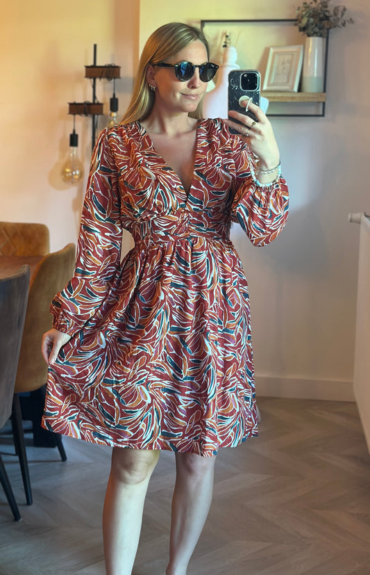 Robe imprimé feuillage T.40
