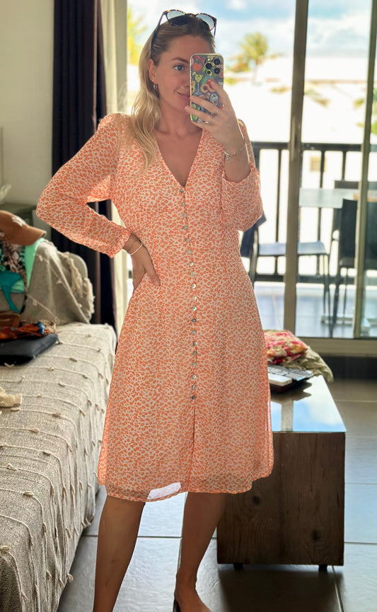 Robe midi neuve à petites fleurs T.36