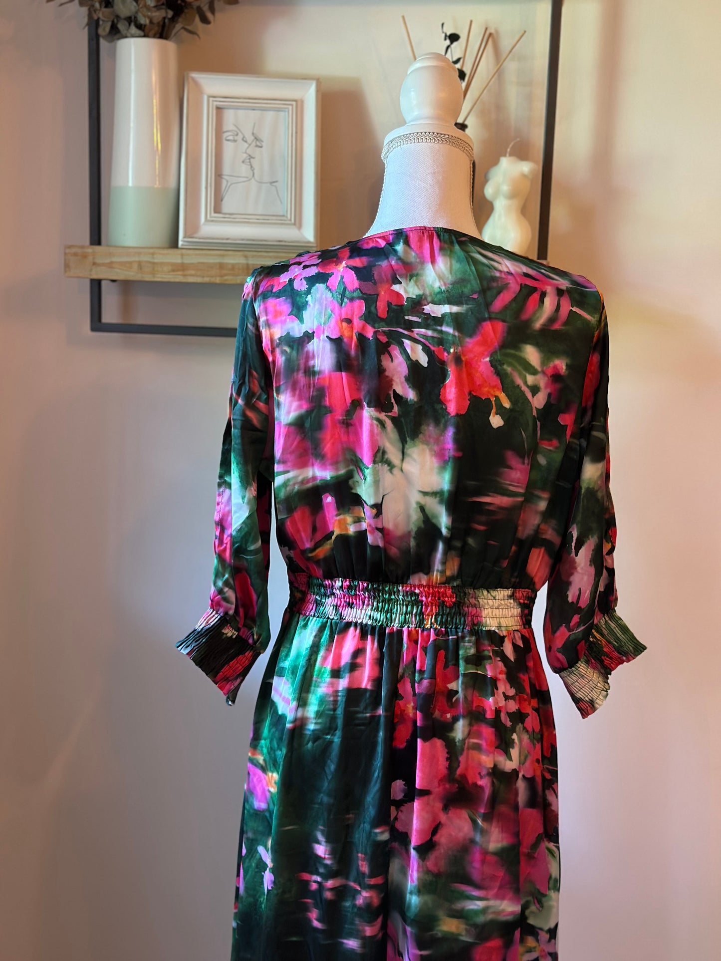 Robe longue fleurie multicolore T.40