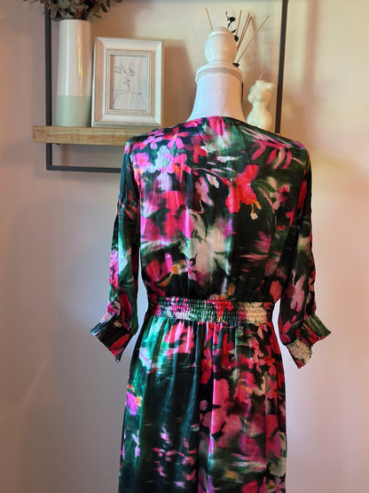 Robe longue fleurie multicolore T.40