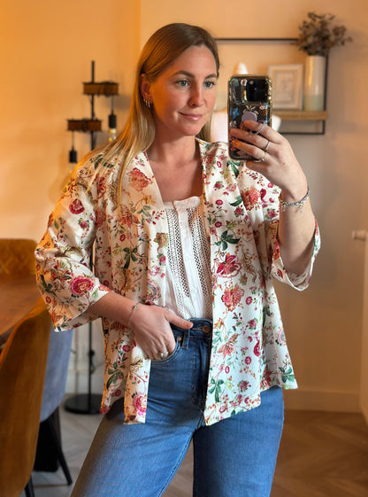 Veste kimono fluide imprimé floral T.40