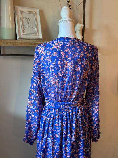 Robe longue fleurie bleu rose T.36/38