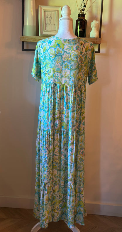 Robe longue fluide imprimé pastel T.U 38/42
