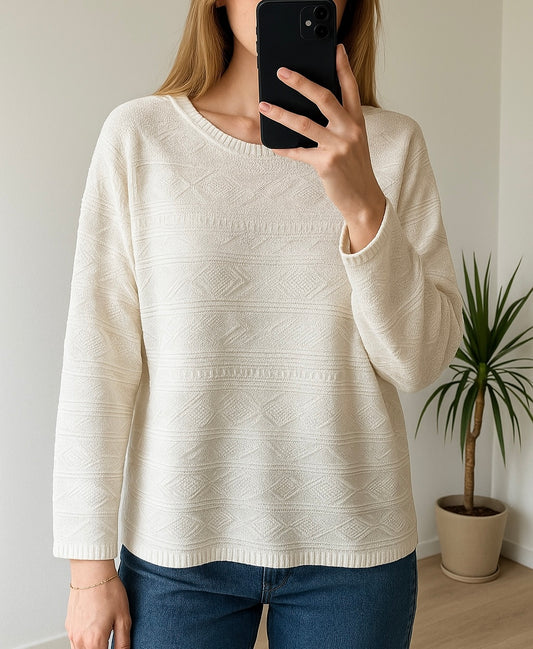 Pull ajouré blanc vintage 20s’ T.40