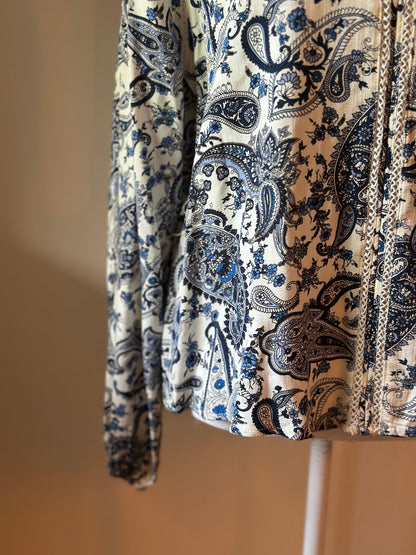 Blouse imprimé cachemire bleu viscose T.40