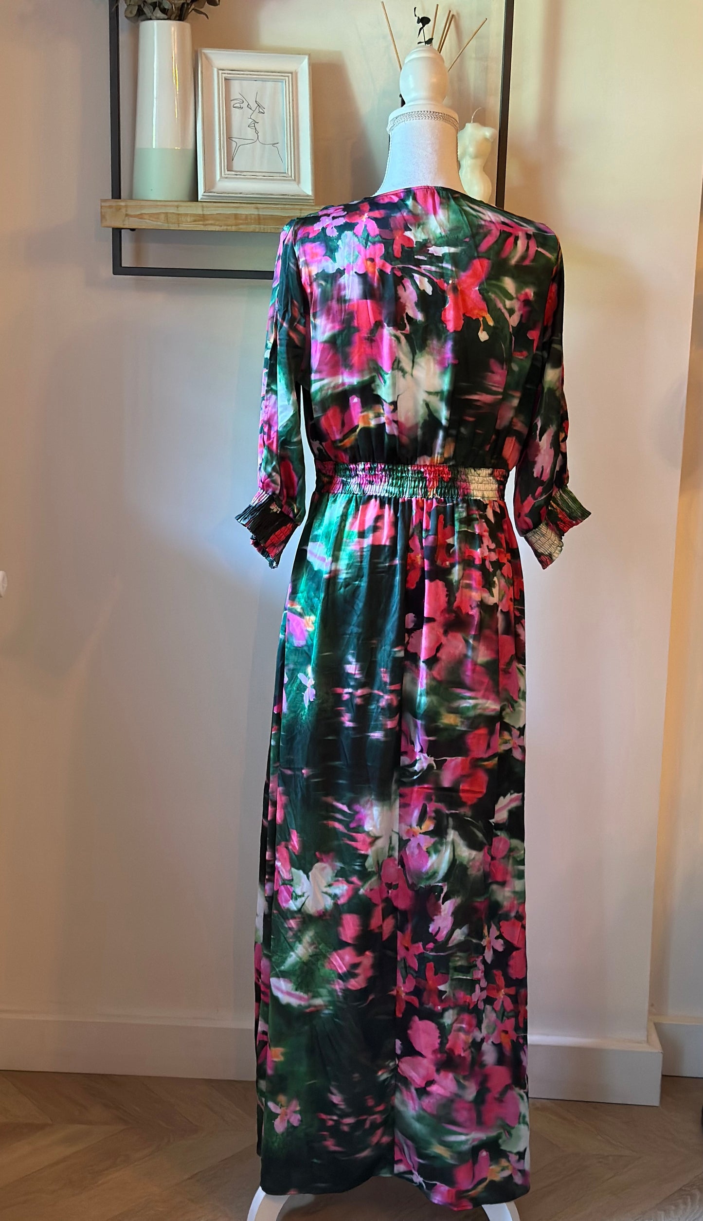 Robe longue fleurie multicolore T.40