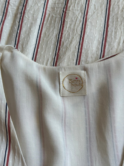 Robe rayée écrue rouge bleu en  viscose T.34