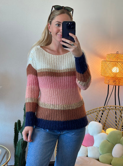 Pull en maille colorée “Tonia” en laine et mohair, T.34/36