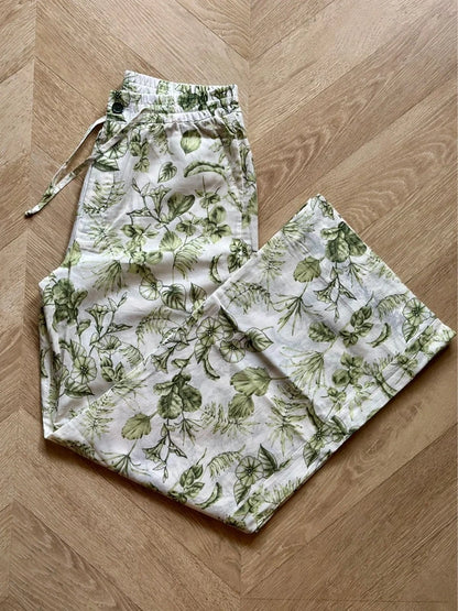 Pantalon fluide imprimé fleuri en coton léger T.34