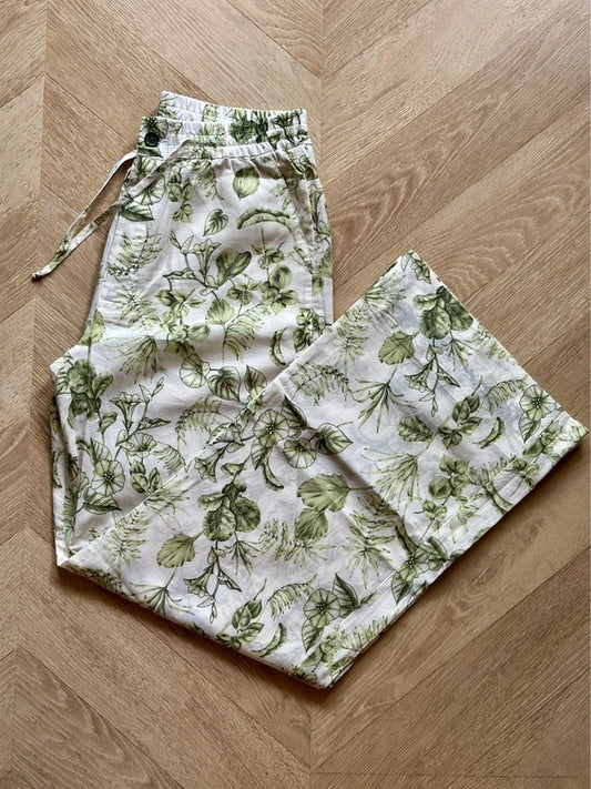 Pantalon fluide imprimé fleuri en coton léger T.34