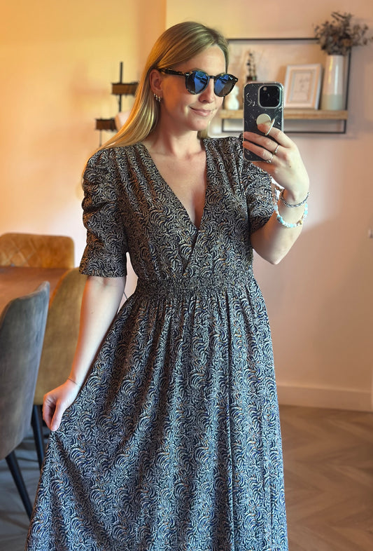 Robe longue imprimé feuillage T.38