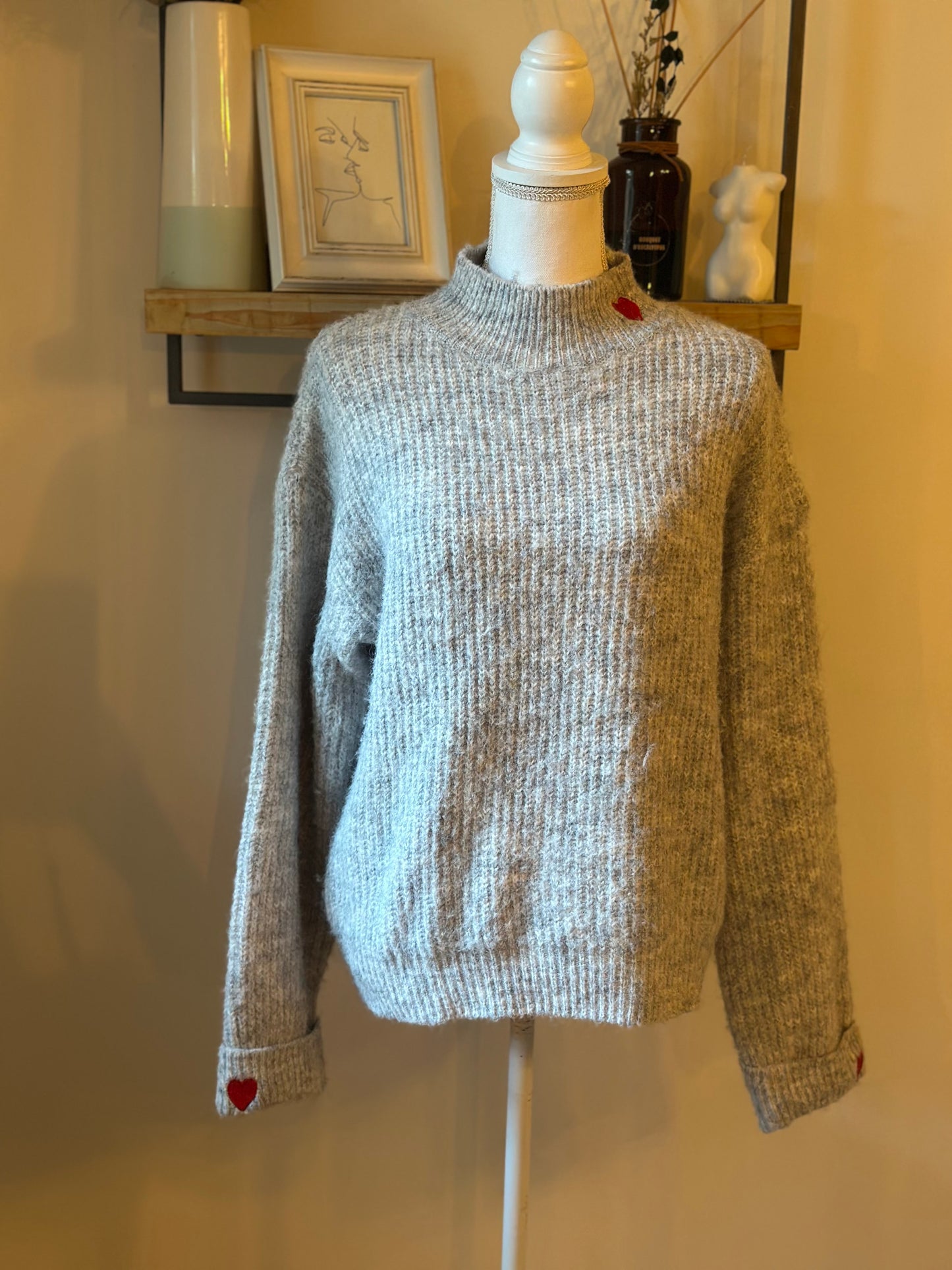 Pull col montant uni laine T.U