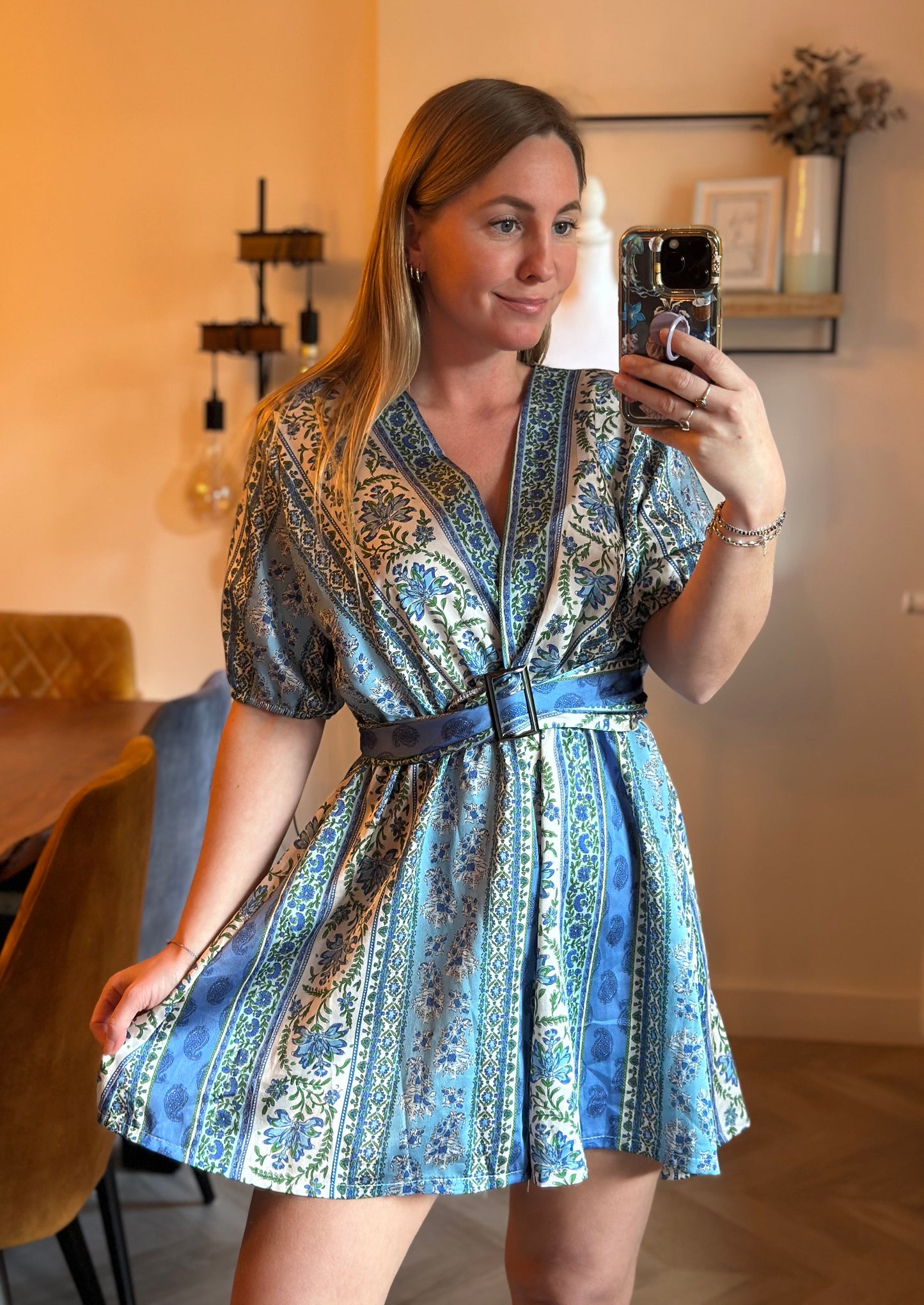 Combishort imprimé fleuri bleu T.36