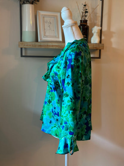 Blouse fluide imprimé fleuri vert T.40