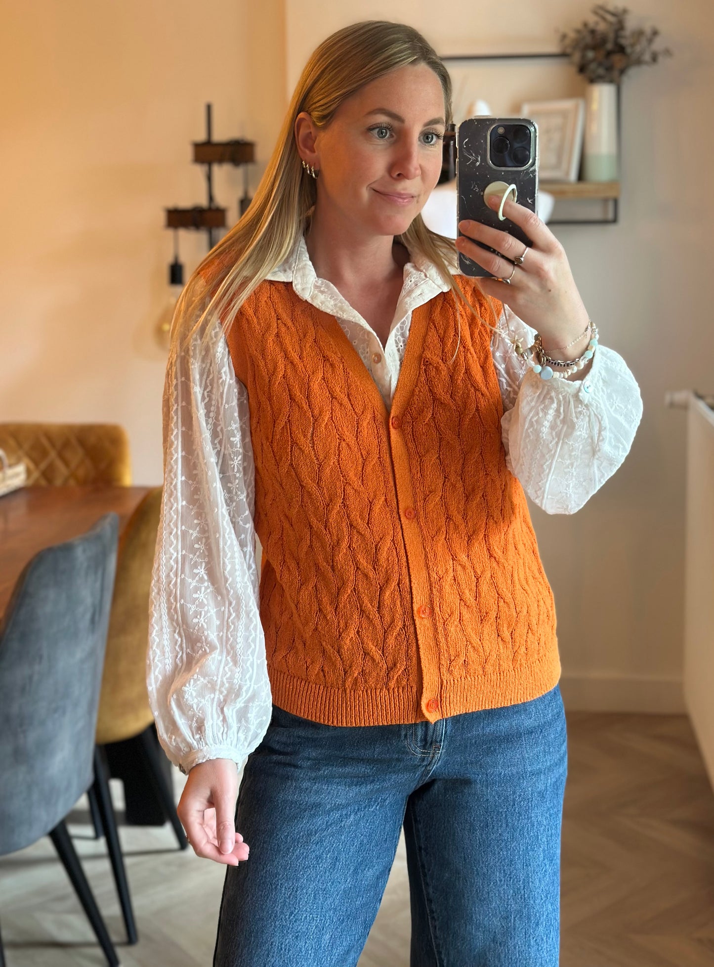 Gilet sans manches torsadé rayures multicolores T.38