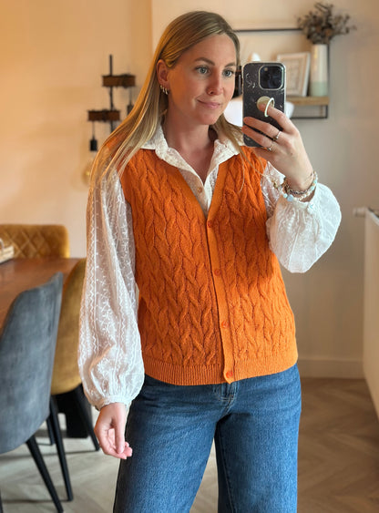 Gilet sans manches torsadé rayures multicolores T.38
