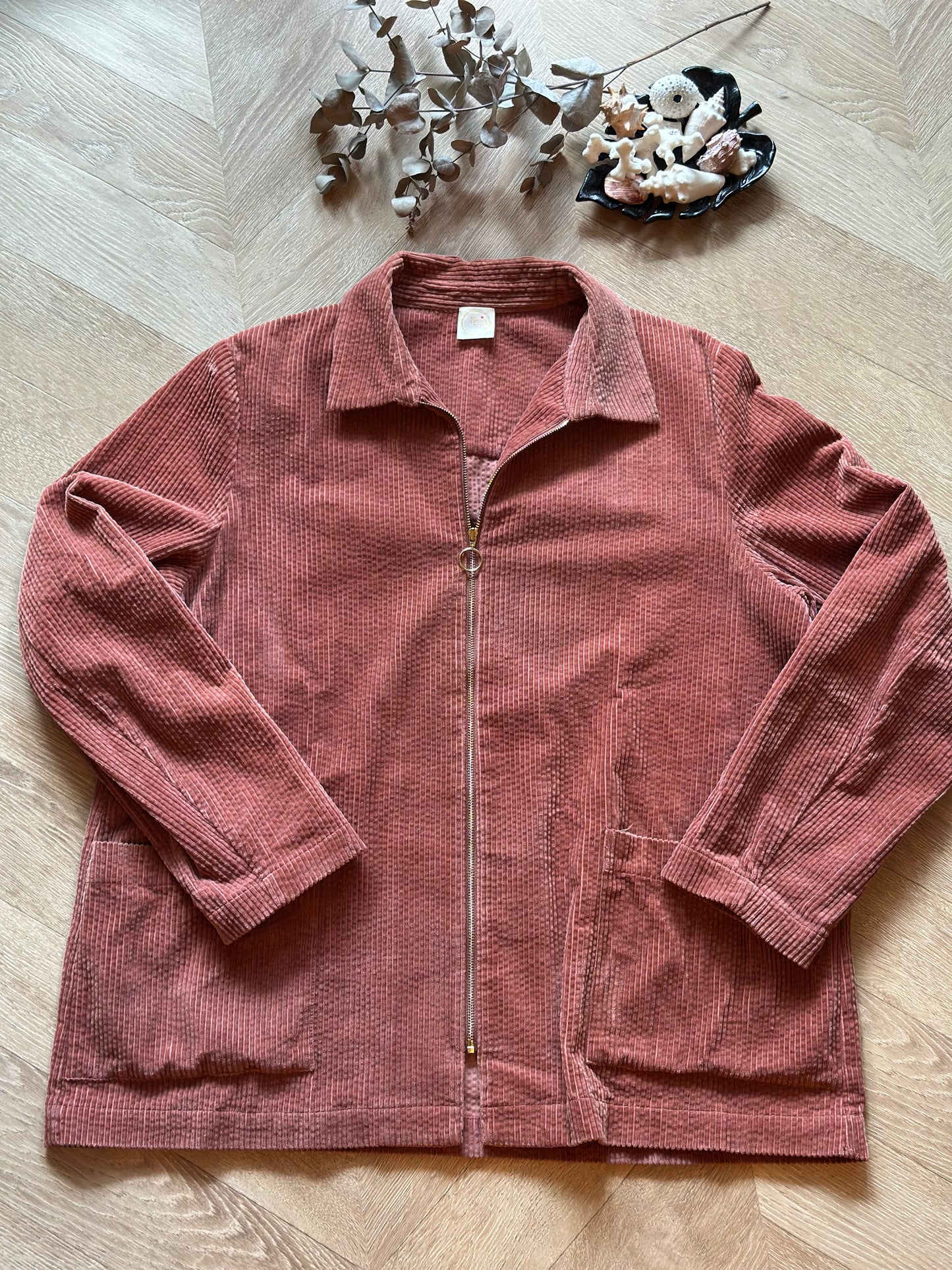 Veste en velours côtelé rose brique – Modèle Elodia – T3 (oversize)