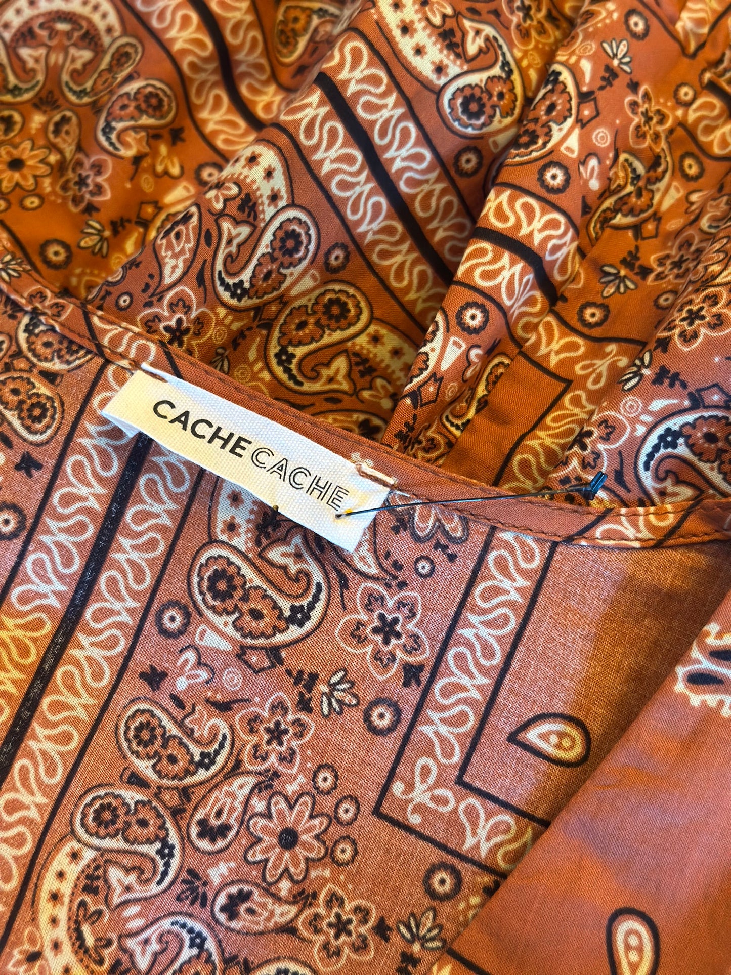 Robe d’été imprimé bandana terracotta T.40