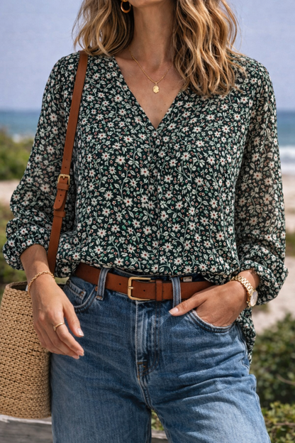 Blouse imprimé fleuri neuve T.34