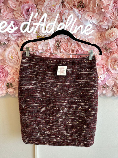 Jupe d’hiver en laine bordeaux à motifs T.40