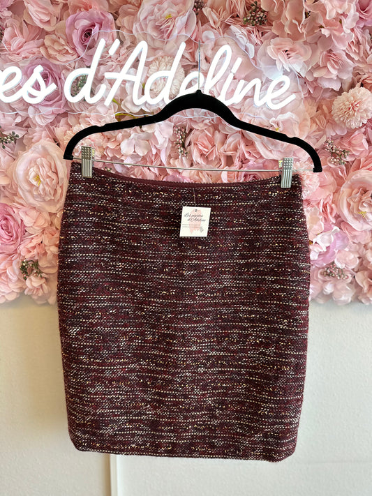 Jupe d’hiver en laine bordeaux à motifs T.40