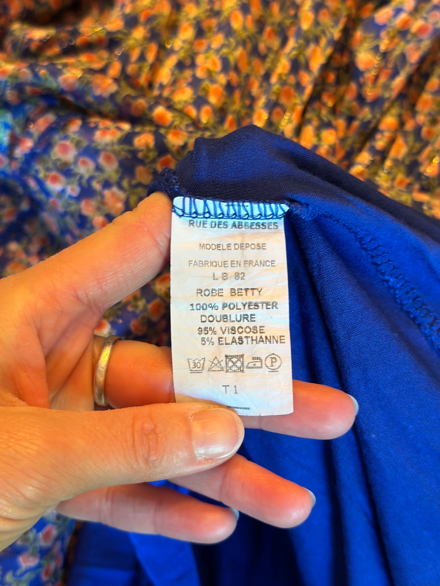 Robe imprimé fleuri bleu T.36