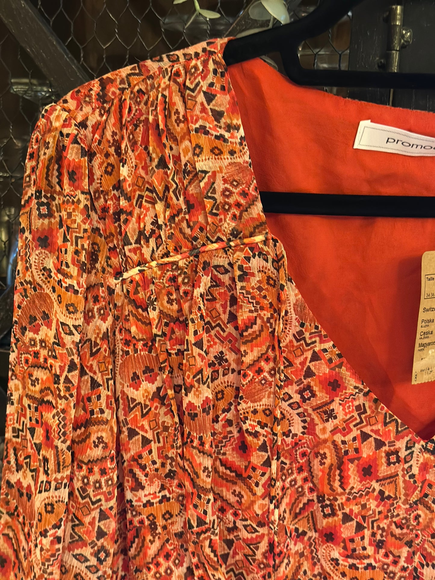 Blouse cropped imprimé corail T.44 Neuf