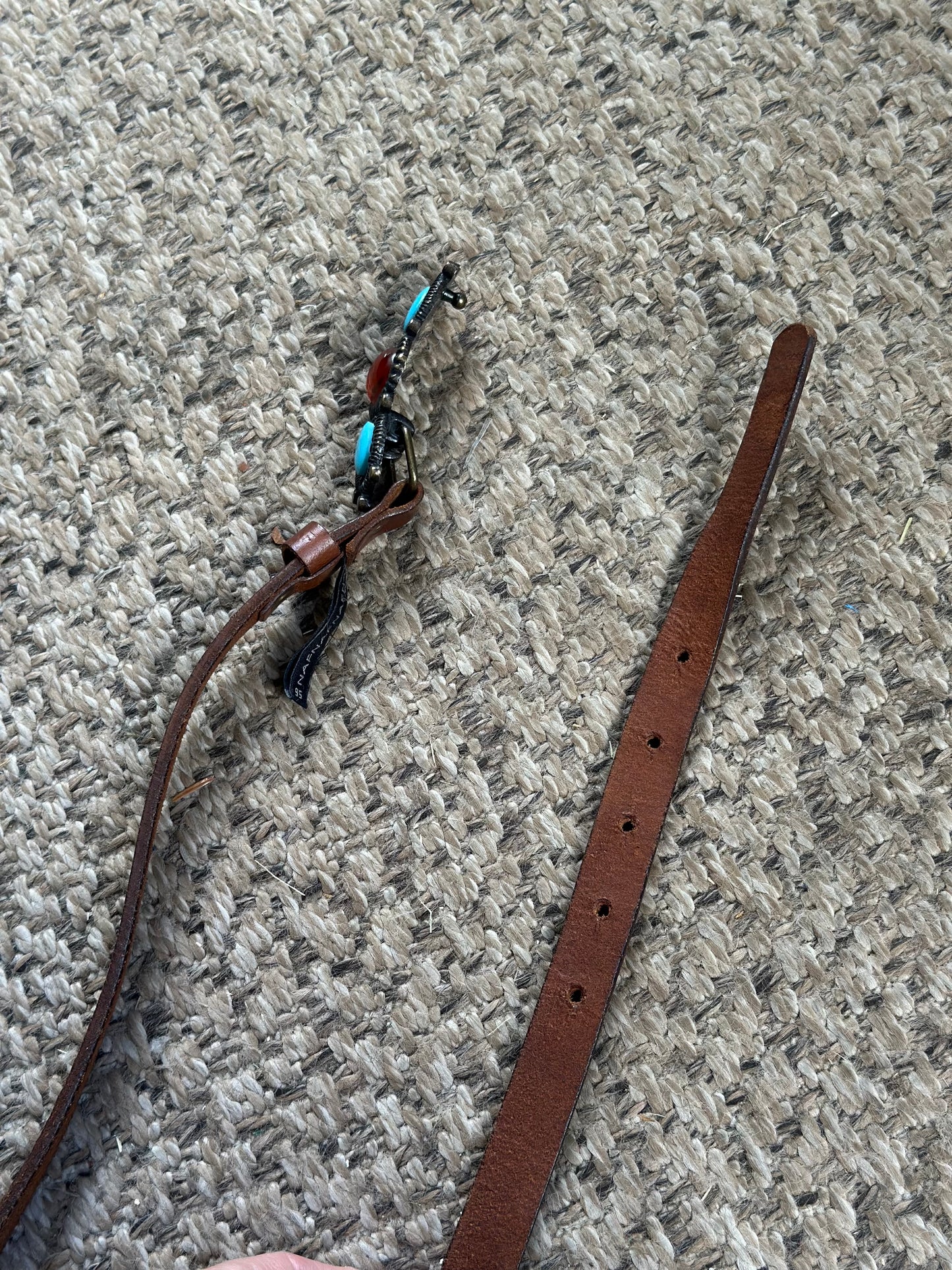 Ceinture cuir marron boucle bohème taille 95