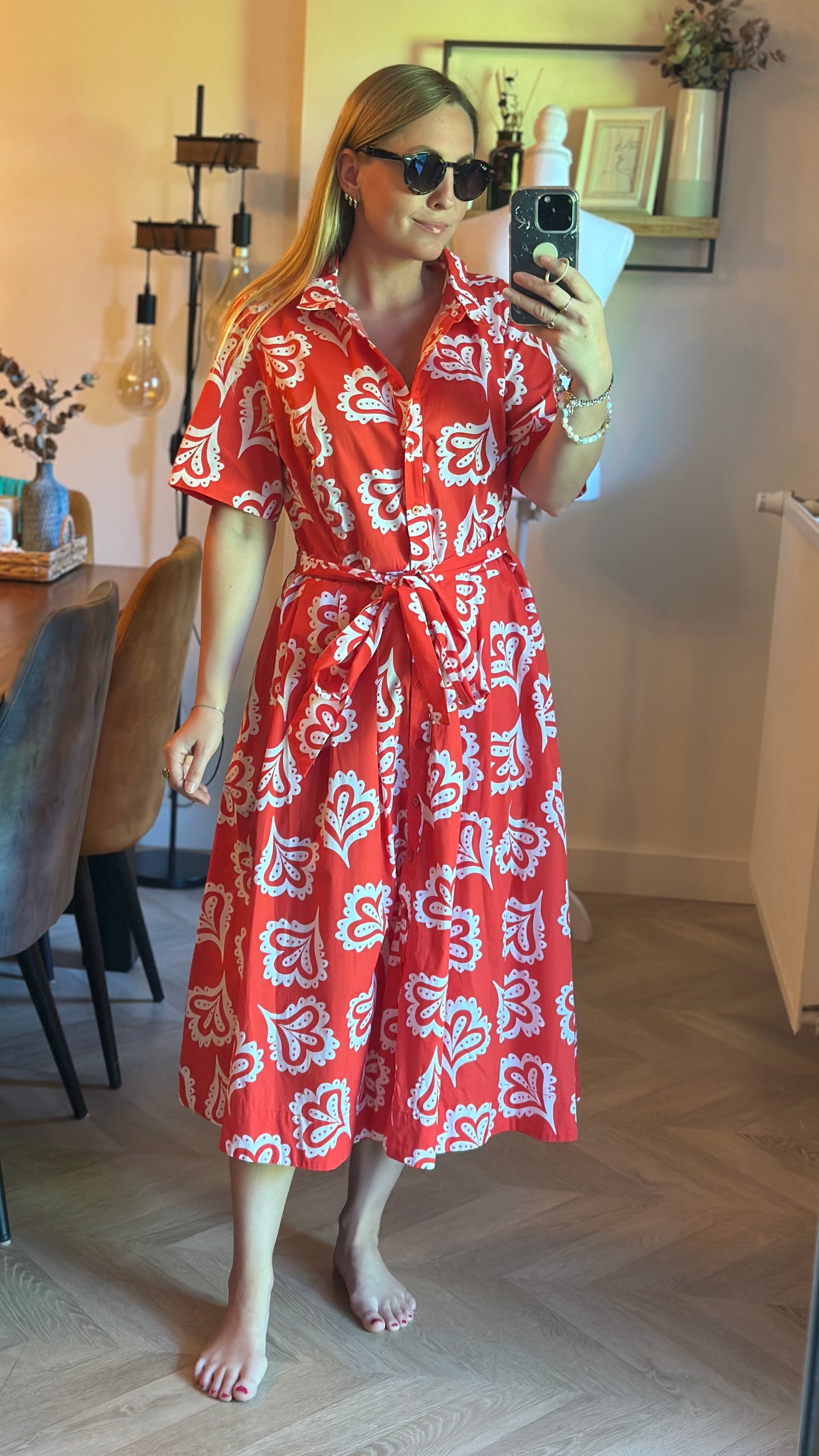 Robe midi imprimé rouge T.40