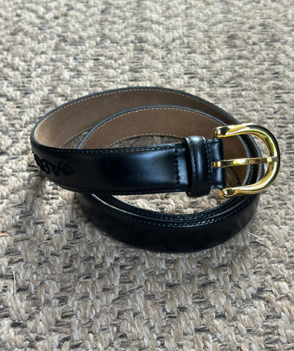 Ceinture cuir détails brodés vintage made in France
