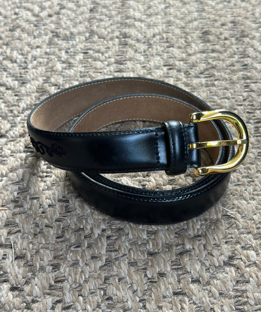 Ceinture cuir détails brodés vintage made in France