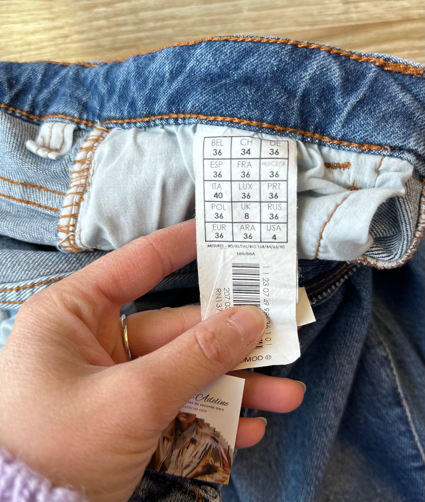 Jean skinny, bleu, taille haute modèle Émilie T.36