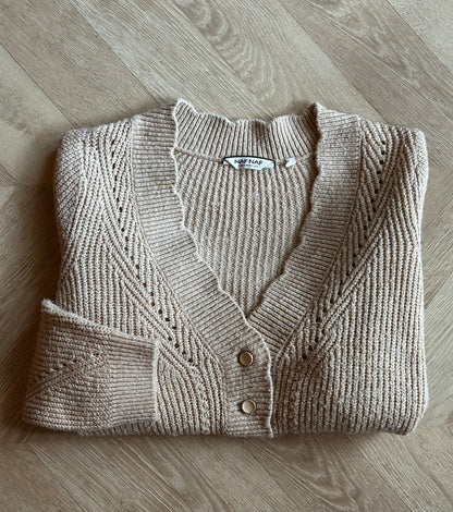 Cardigan beige maille T.40