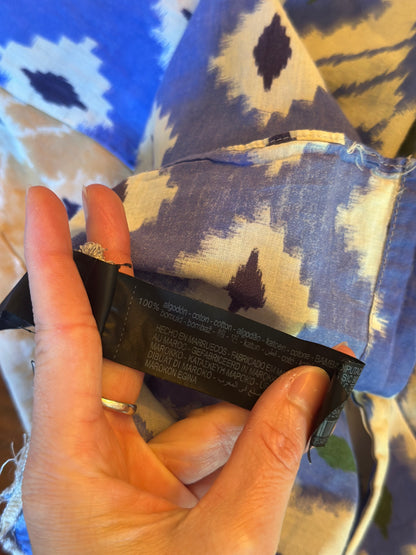 Chemise imprimé ethnique bleu & écru T.34