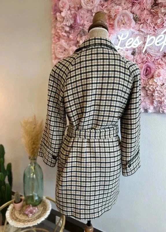 Manteau-veste à carreaux en laine  T.34
