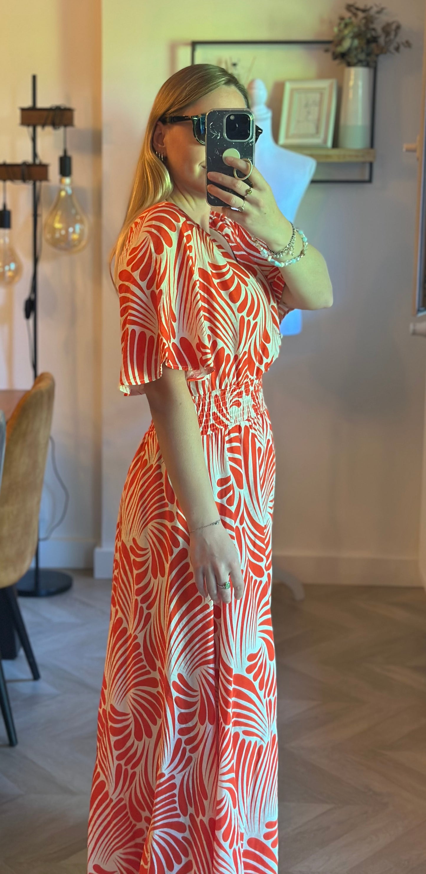 Robe longue imprimé corail T.36/38