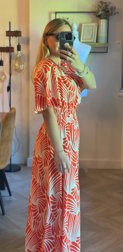 Robe longue imprimé corail T.36/38