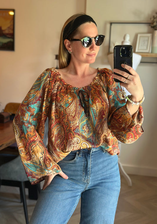 Blouse bohème imprimé cachemire fluide (T.2 - 38/44)