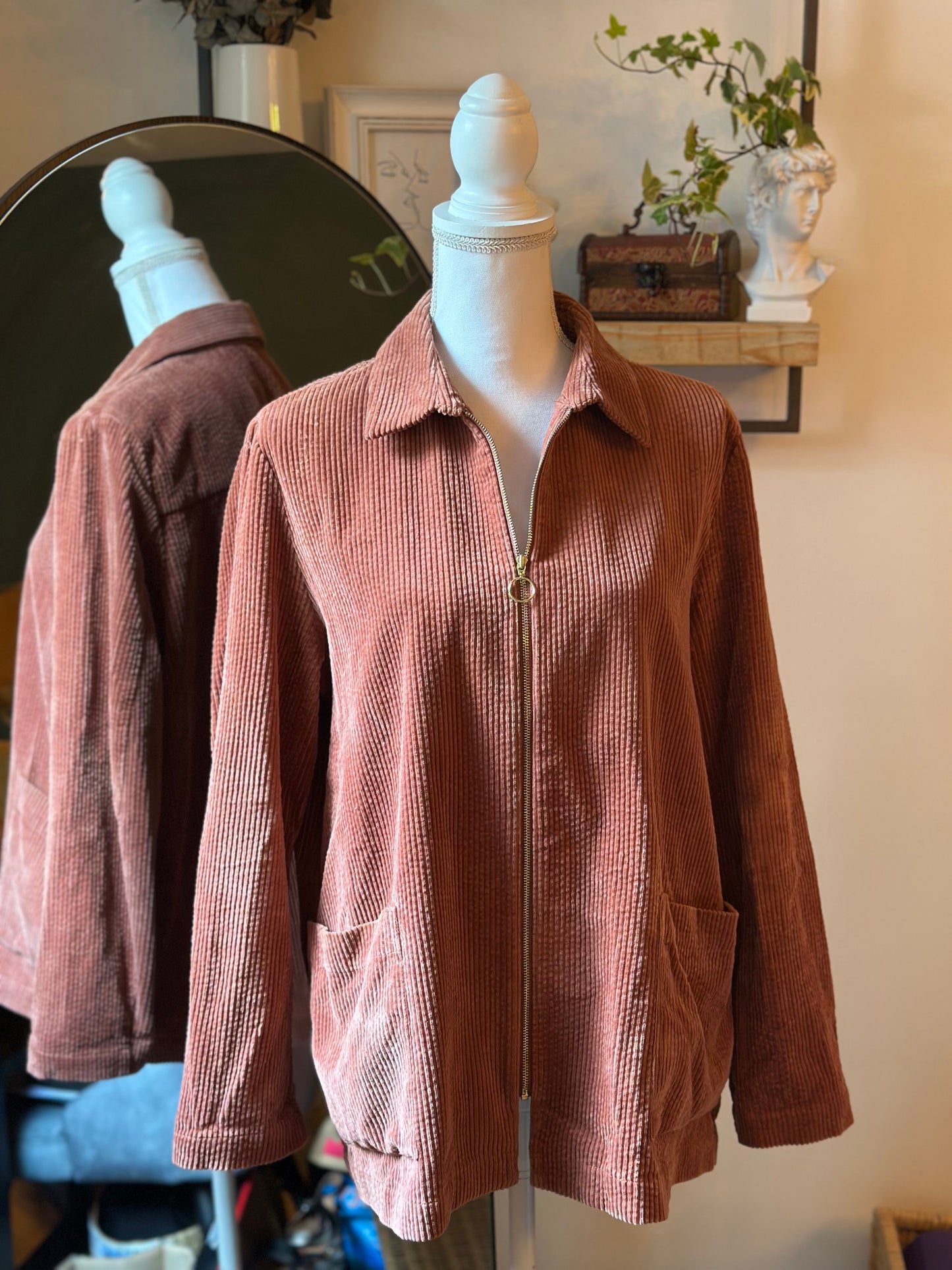 Veste en velours côtelé rose brique – Modèle Elodia – T3 (oversize)