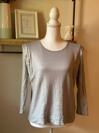 T-shirt manches longues effet brillant en lin T.38