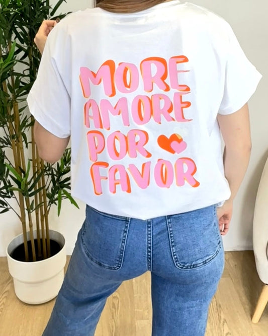 T-shirt blanc imprimé “Amor por favor” T.36 neuf