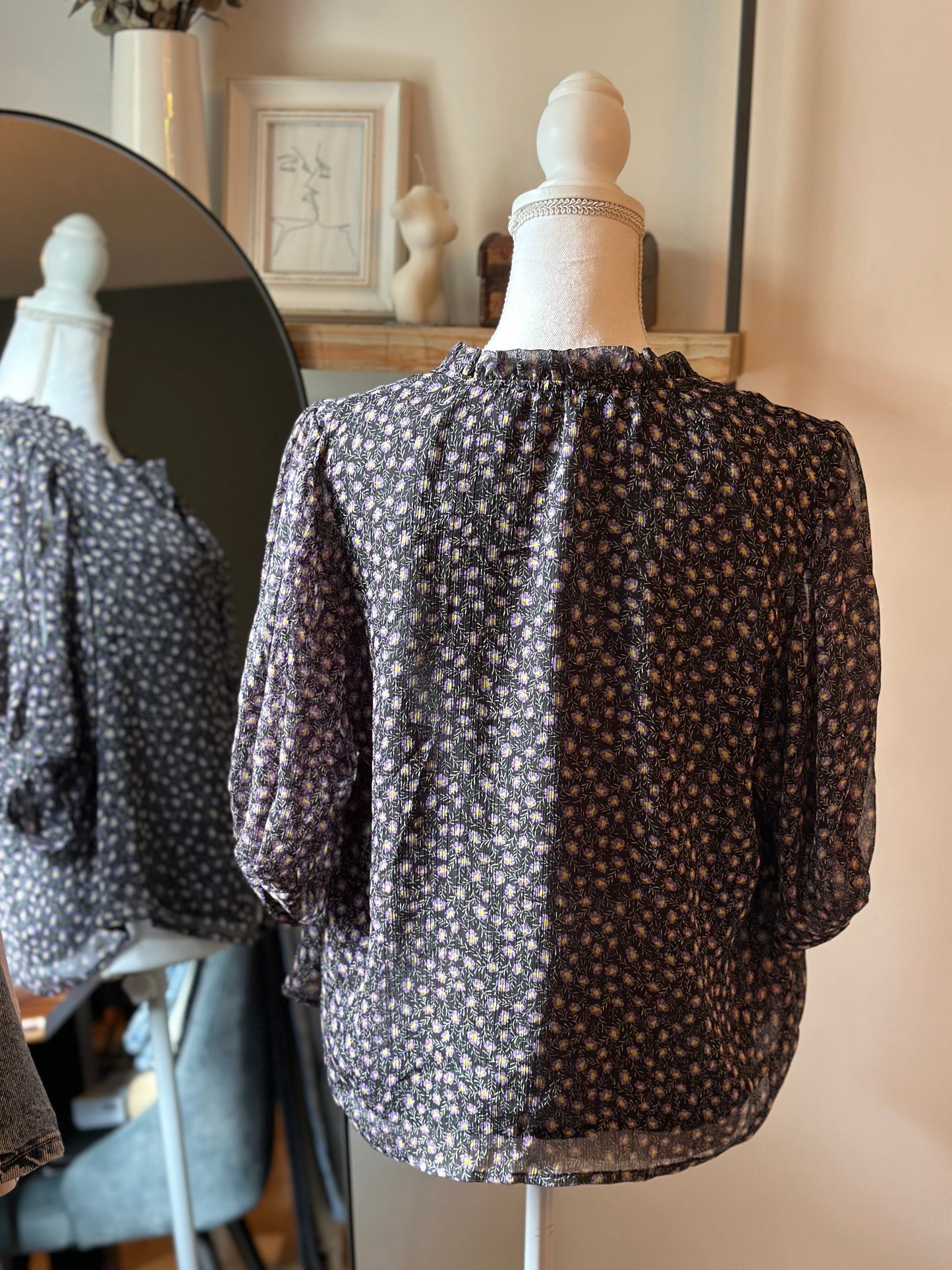 Blouse fluide motifs fleuris lila T.38