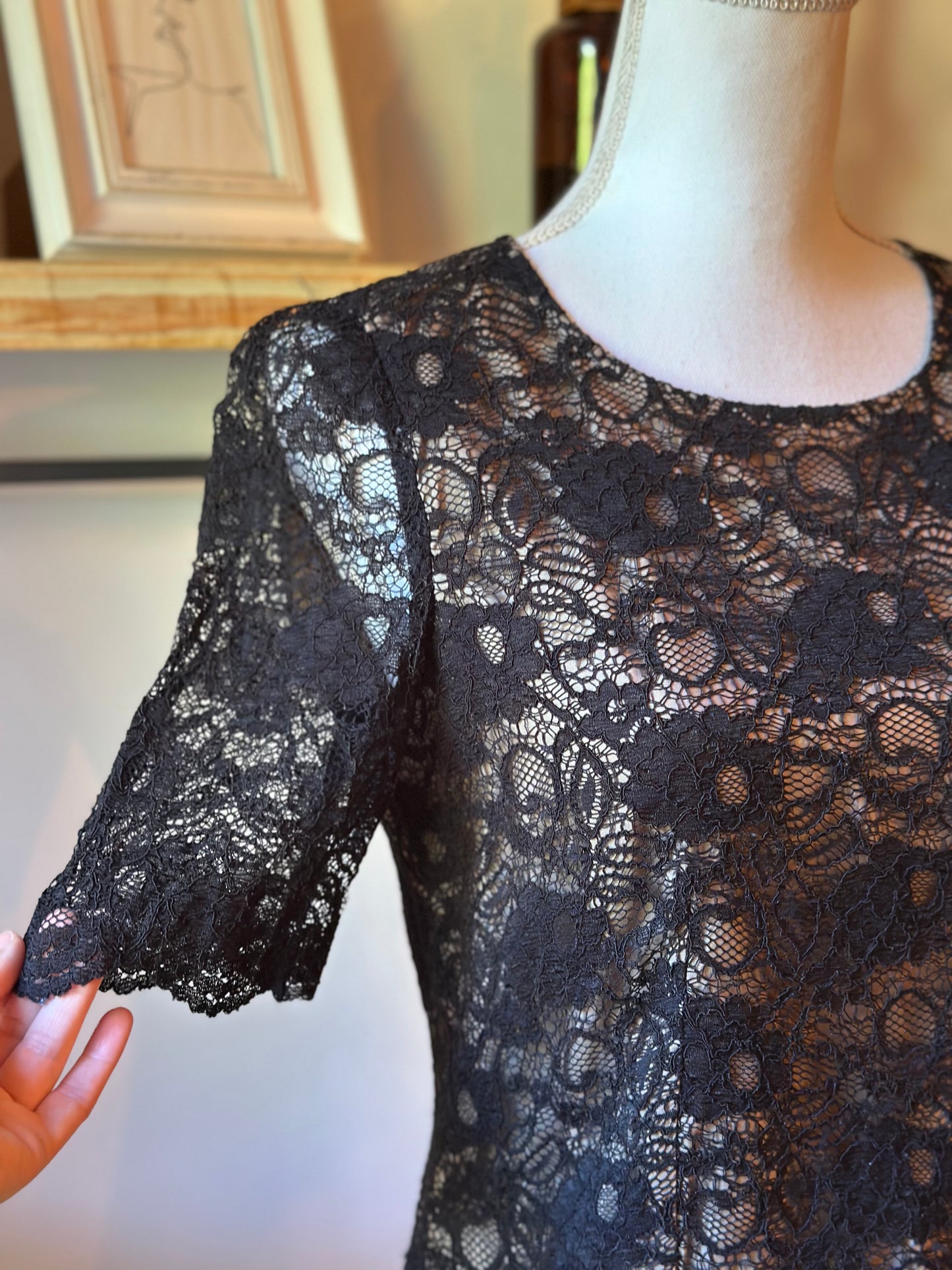 Blouse en dentelle noire T.38