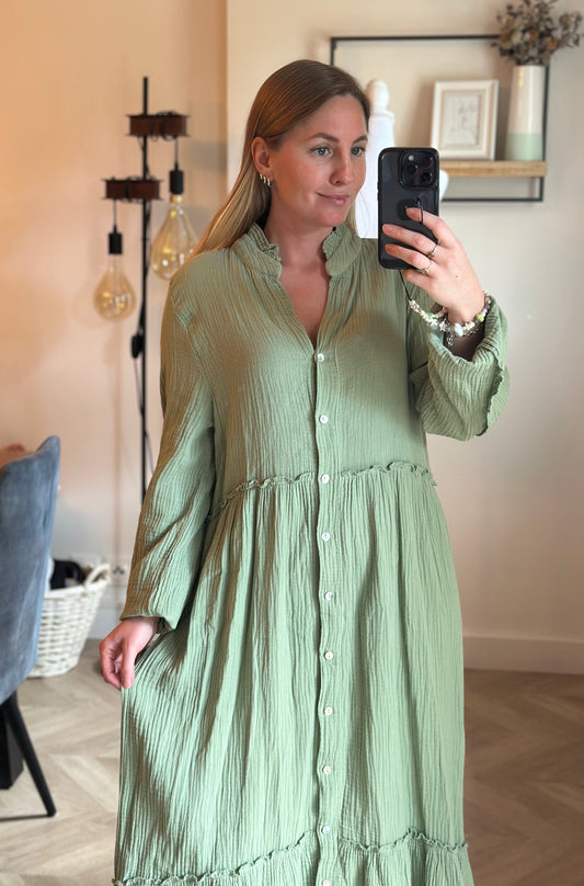 Robe gaze de coton vert clair T.U (36 au 44)