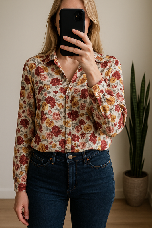 Chemise fleurie coton vintage T.40