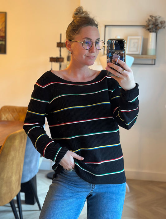 Pull rayé multicolore coton T.36 oversize