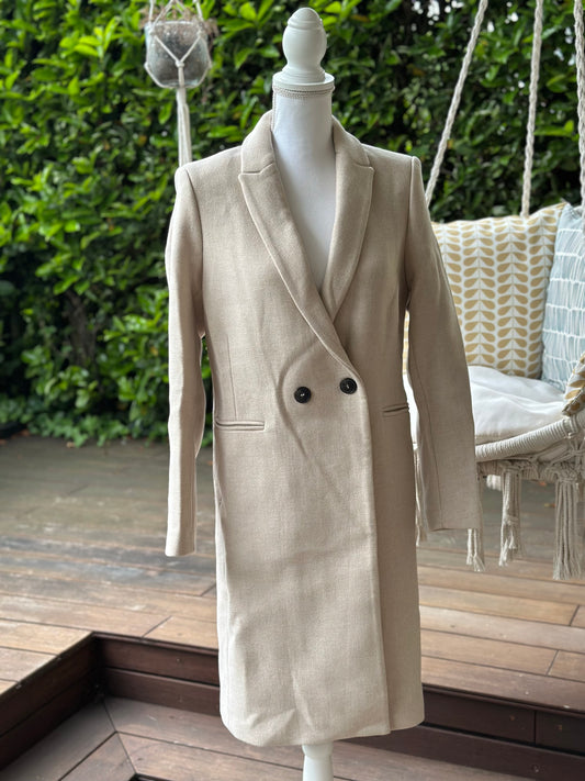 Manteau en laine beige – Modèle Gisèle T.36
